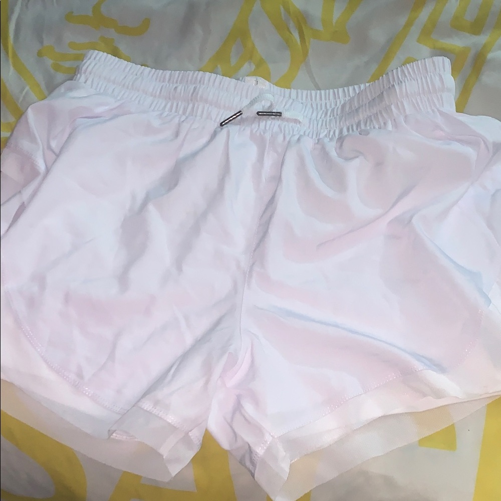 White with mesh workout shorts